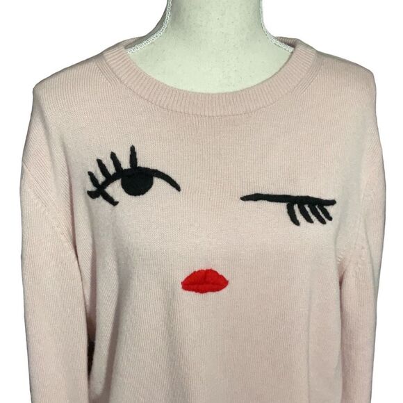 Kate Spade Light Pink Live Colorfully Wink Wool Blend Sweater Size Large - Picture 2 of 5